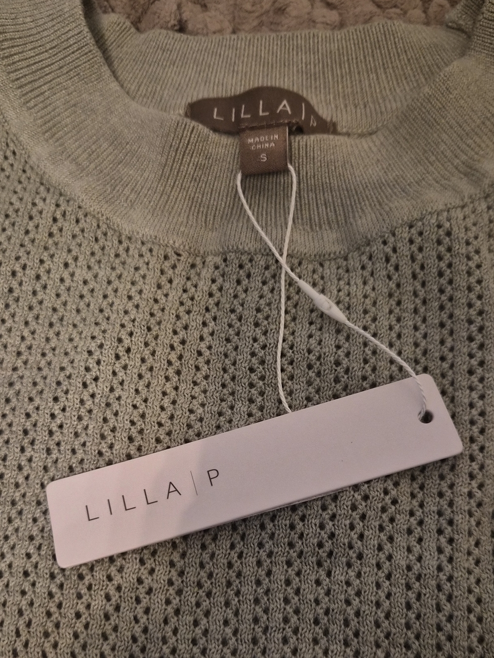 Lilla P Short Sleeve Crewneck Sweater in Sage Green